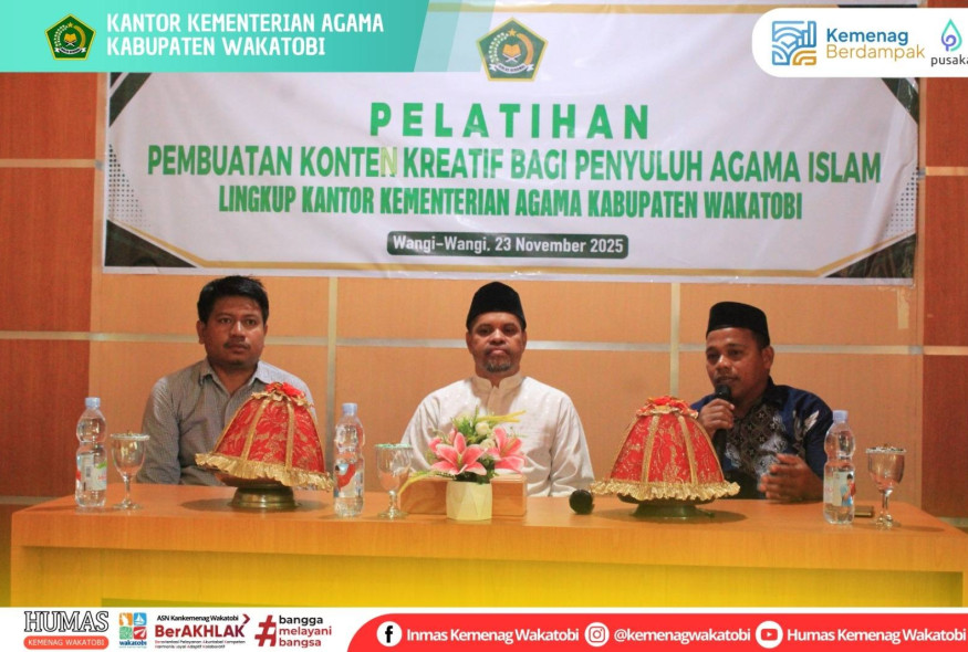 Kepala Kantor Kemenag Kab. Wakatobi Buka Pelatihan Pembuatan Konten Kreatif bagi Penyuluh Agama Islam